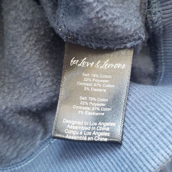 For Love & Lemons Womens Blue Josie Cropped Fleece Oversized Sweatshirt Size L - Picture 6 of 10